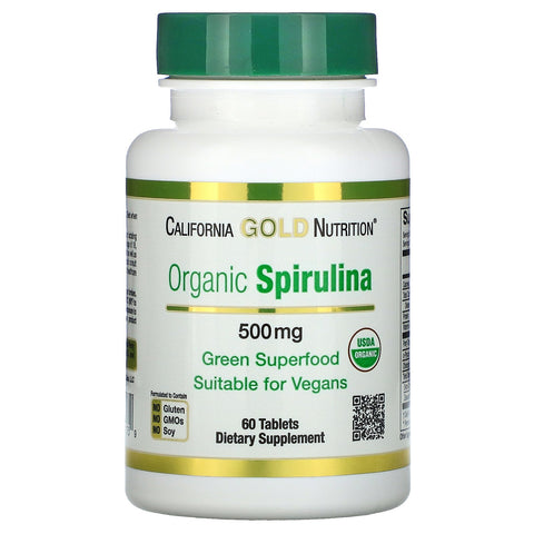 California Gold Nutrition, Organic Spirulina, USDA Organic, 500 mg, 60 Tablets