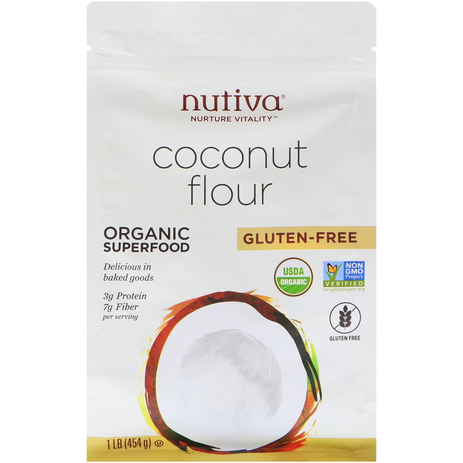 Nutiva, Organic Coconut Flour, Gluten Free, 1 lb (454 g)