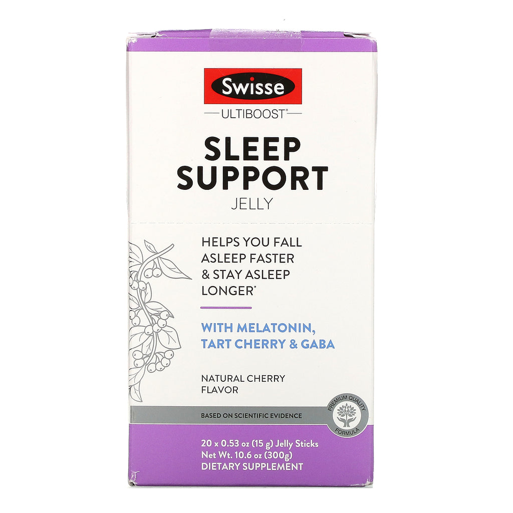Swisse, Ultiboost, Sleep Support Jelly, Natural Cherry Flavor, 20 Jelly Sticks, 0.53 oz (15 g) Each