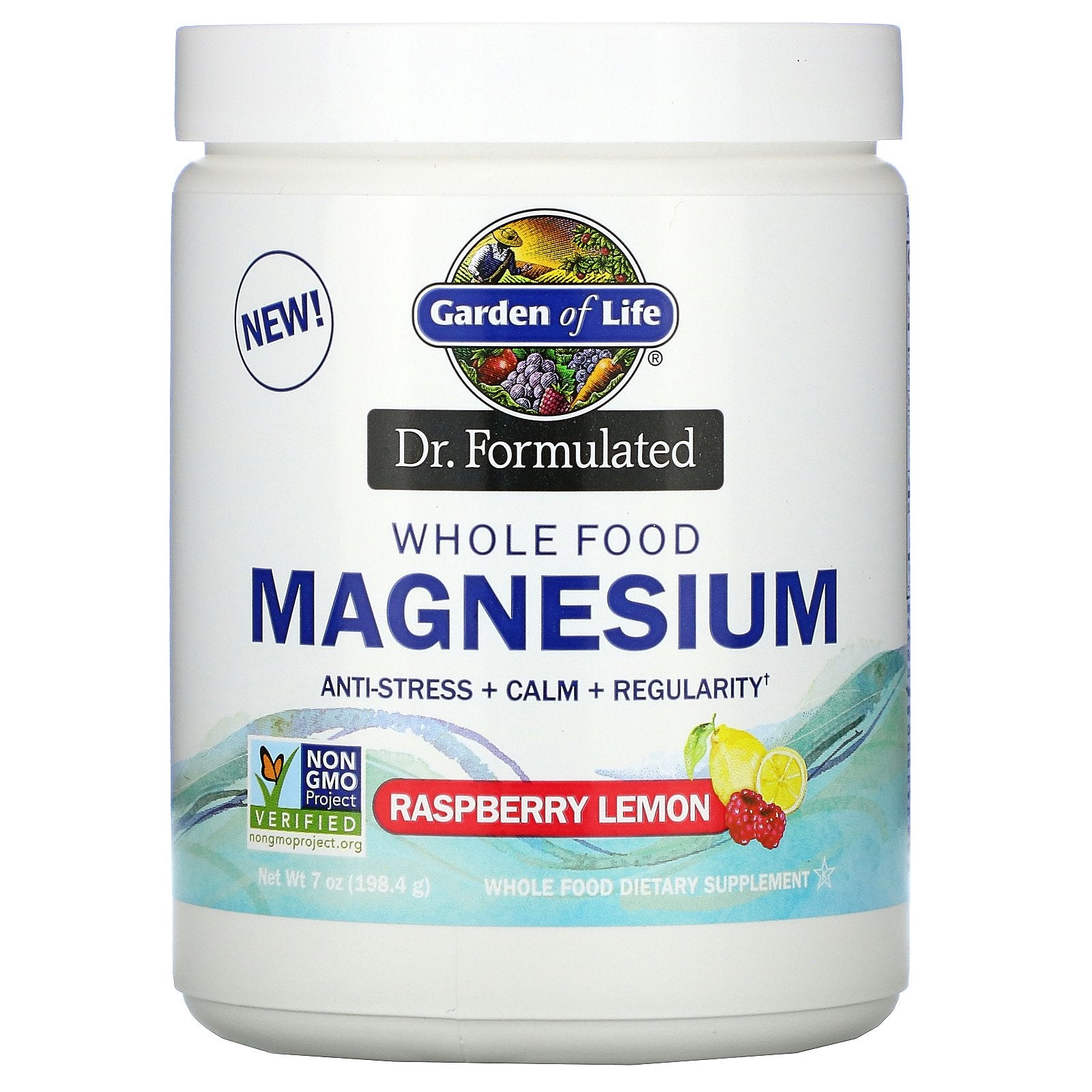 Garden of Life, Dr. Formulated, Whole Food Magnesium Powder, Raspberry Lemon, 7 oz (198.4 g)