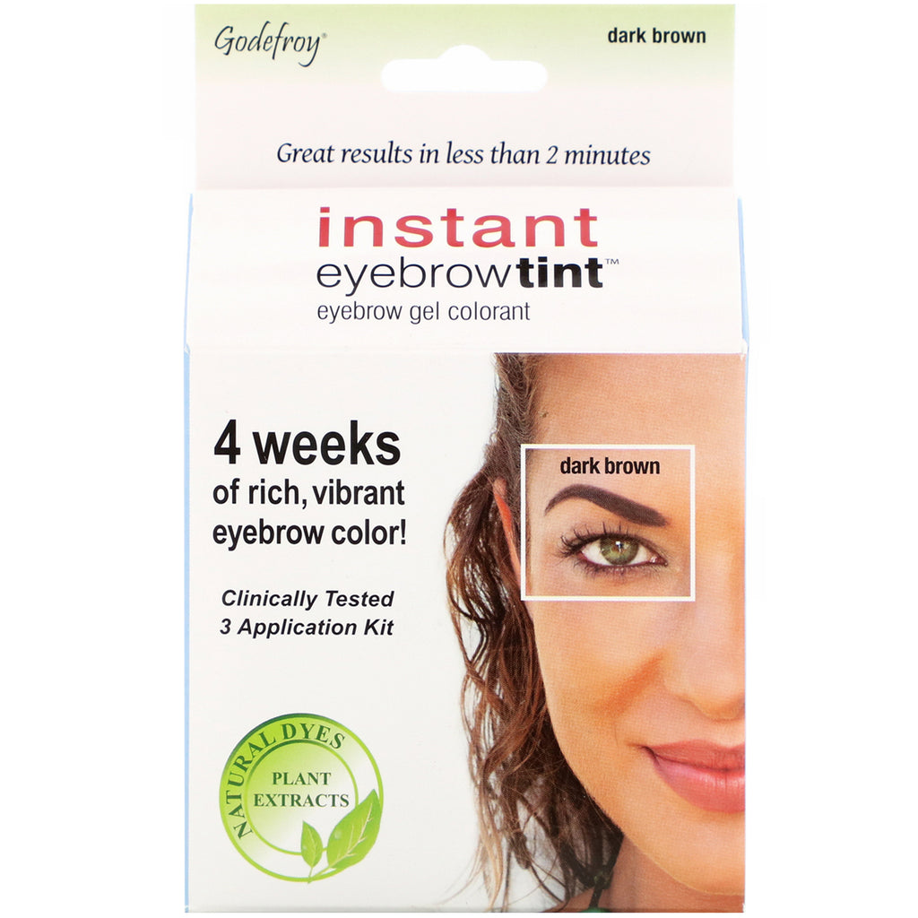 Godefroy, Instant Eyebrow Tint, Dark Brown, 3 Application Kit