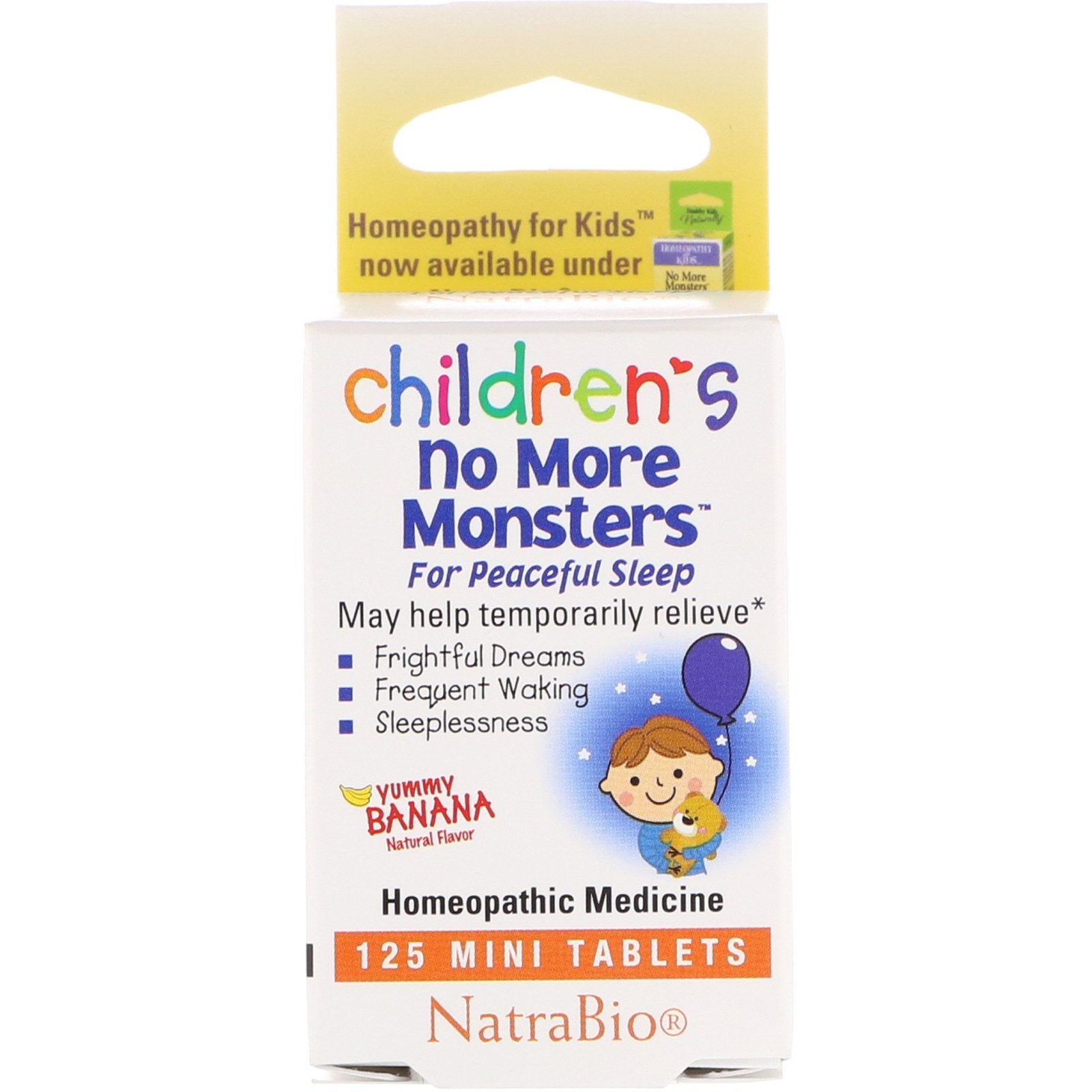 NatraBio, Children's No More Monsters, Yummy Banana Natural Flavor, 125 Mini Tablets