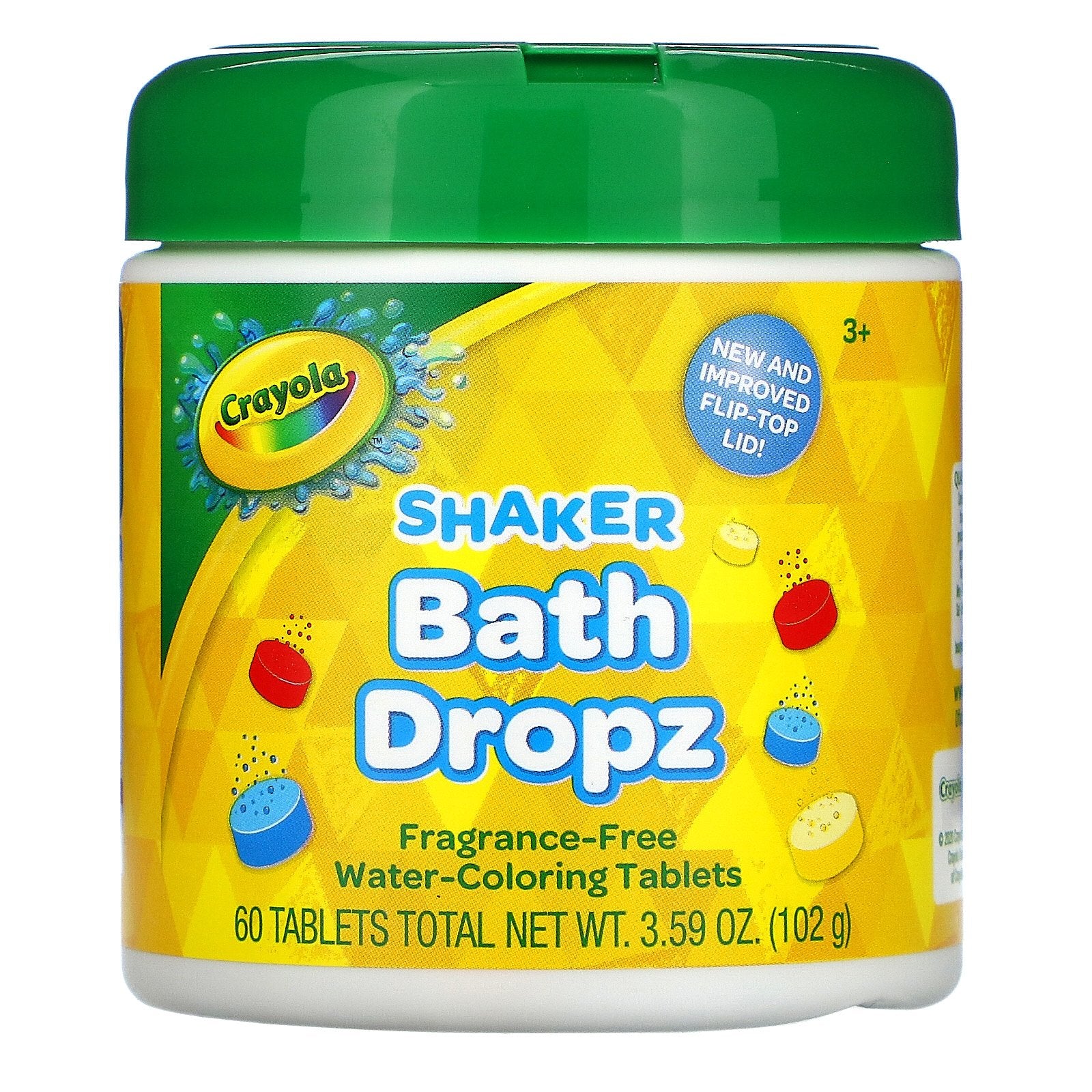 Crayola, Shaker Bath Dropz, 3+, Fragrance-Free, 60 Tablets, 3.59 oz (102 g)