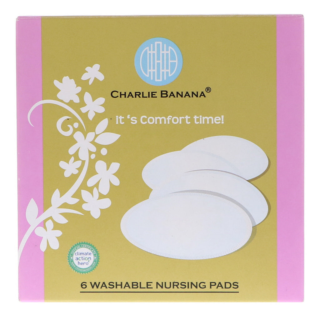 Charlie Banana, Washable Nursing Pads, Black, 6 Pads