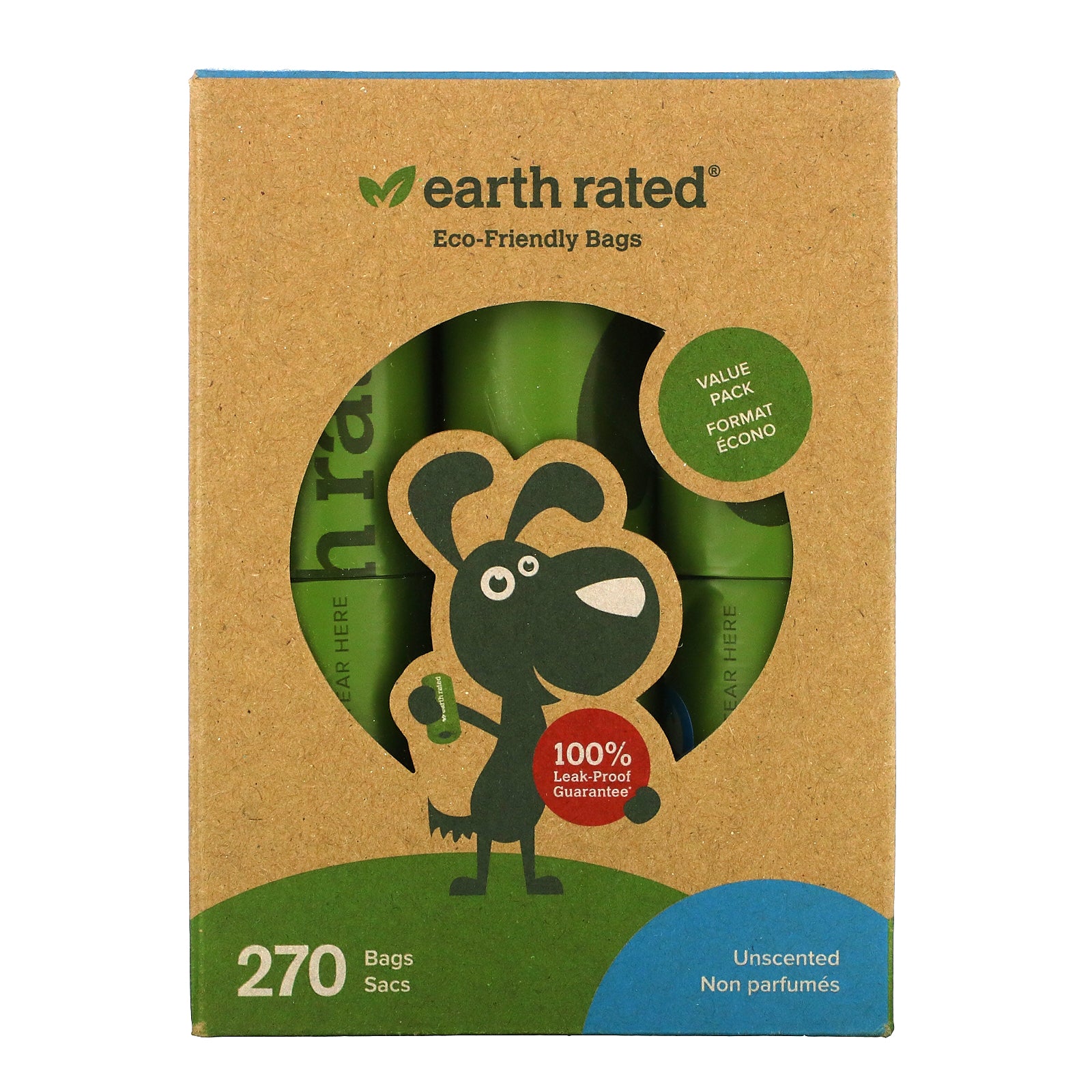 Earth Rated, Dog Waste Bags, Unscented, 270 Bags