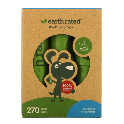 Earth Rated, Dog Waste Bags, Unscented, 270 Bags