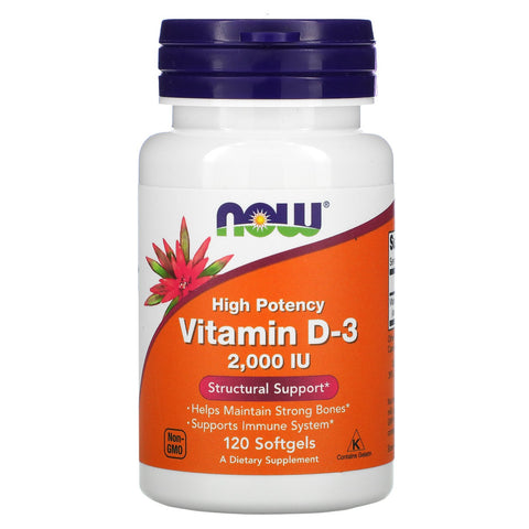 Now Foods, High Potency Vitamin D-3, 50 mcg (2,000 IU), 120 Softgels