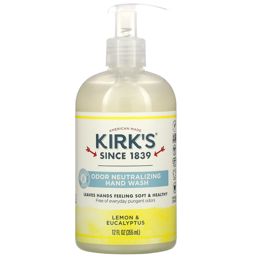 Kirk's, Odor Neutralizing Hand Wash, Lemon & Eucalyptus, 12 fl oz (355 ml)