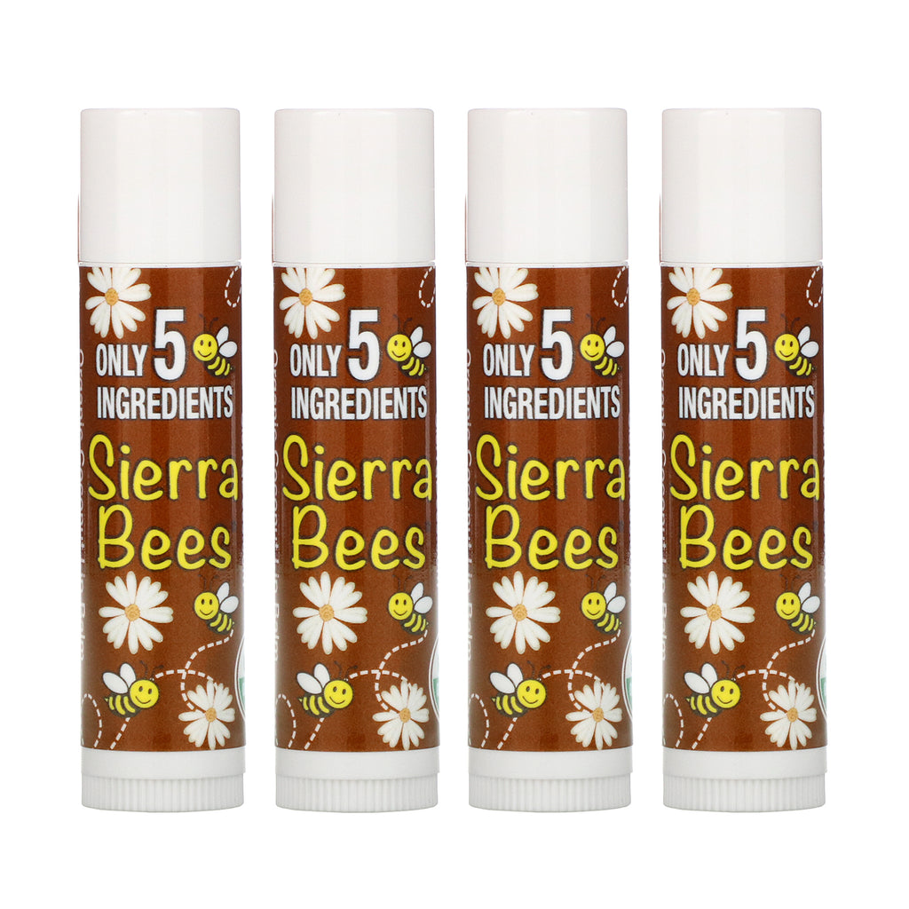 Sierra Bees, Organic Lip Balms, Coconut, 4 Pack, .15 oz (4.25 g) Each