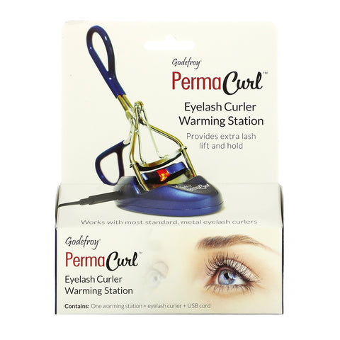 Godefroy, PermaCurl, Eyelash Curler Warming Station, One Warming Station + Eyelash Curler Set + USB Cord