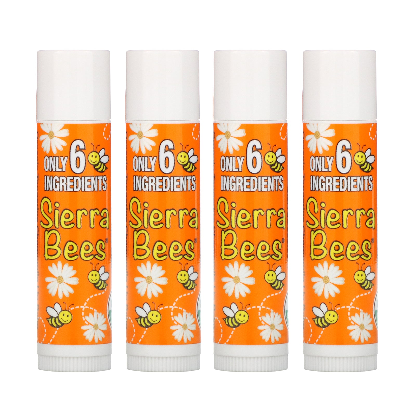 Sierra Bees, Organic Lip Balms, Tangerine Chamomile, 4 Pack, .15 oz (4.25 g) Each