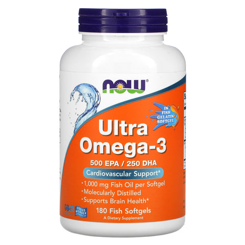 Now Foods, Ultra Omega-3, 500 EPA/250 DHA, 180 Fish Softgels