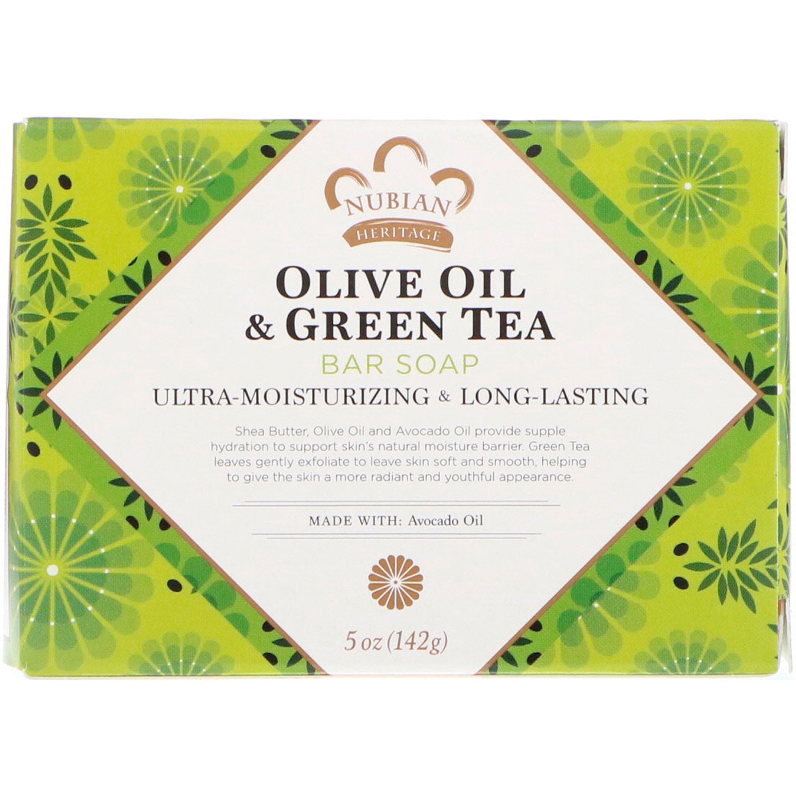 Nubian Heritage, Olive Oil & Green Tea Bar Soap, 5 oz (142 g)