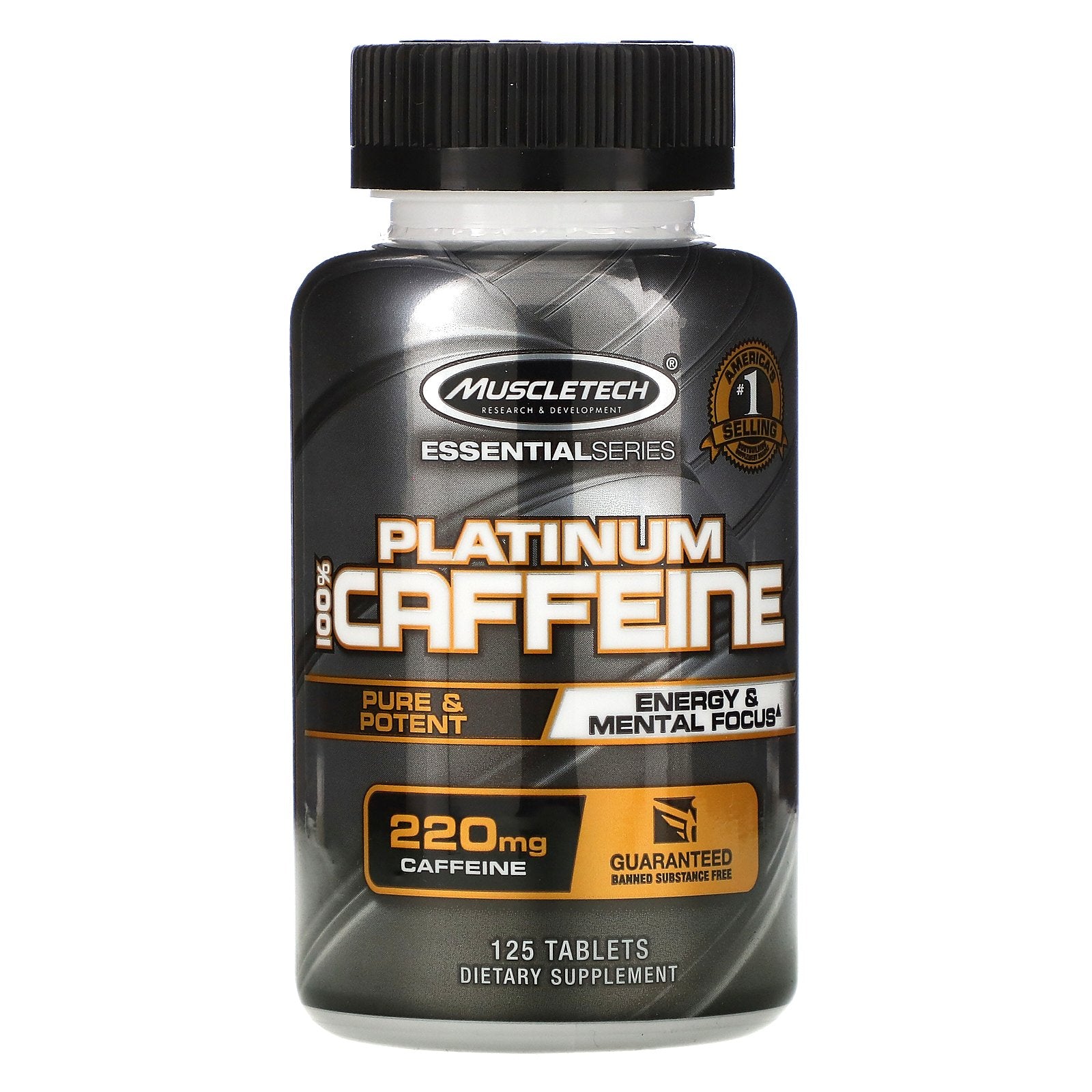 Muscletech, Essential Series, Platinum 100% Caffeine, 220 mg, 125 Tablets