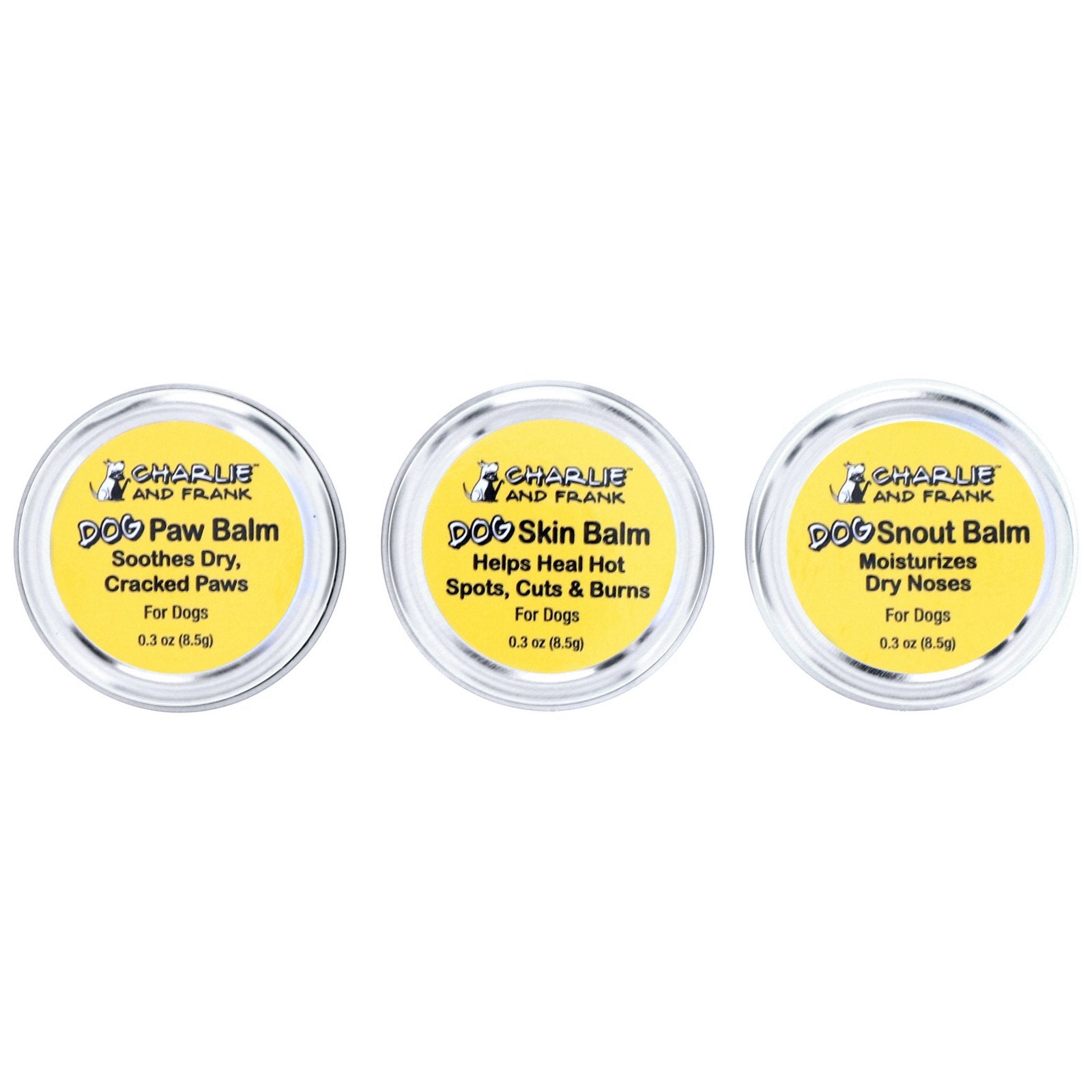 Charlie & Frank, Dog Balms Variety Set, Paw, Skin, Snout, 3 Tins, 0.3 oz (8.5 g) Each