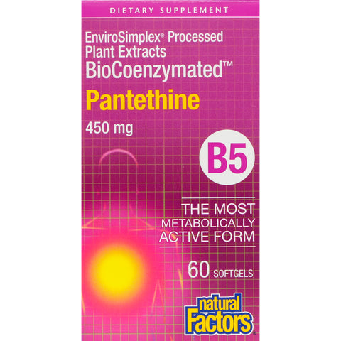 Natural Factors, BioCoenzymated, B5, Pantethine, 450 mg, 60 Softgels