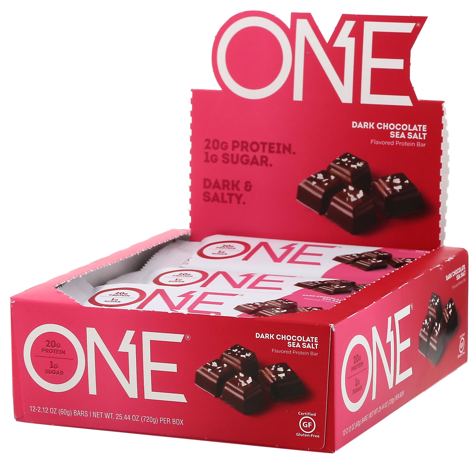 One Brands, ONE Bar, Dark Chocolate Sea Salt, 12 Bars, 2.12 oz (60 g) Each