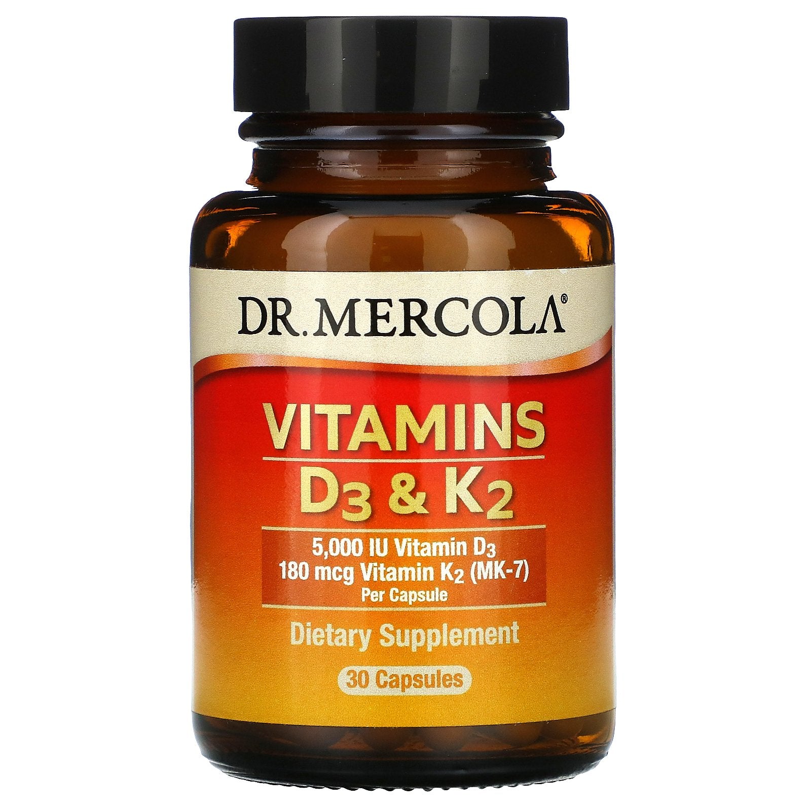 Dr. Mercola, Vitamins D3 & K2, 30 Capsules