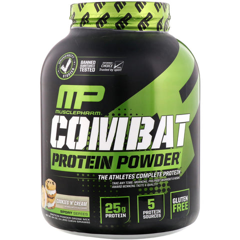 MusclePharm, Combat Protein Powder, Cookies 'N' Cream, 4 lbs (1814 g)