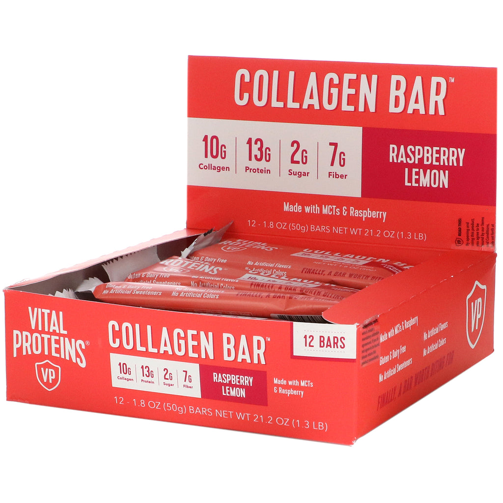 Vital Proteins, Collagen Bar, Raspberry Lemon, 12 Bars, 1.8 oz (50 g) Each