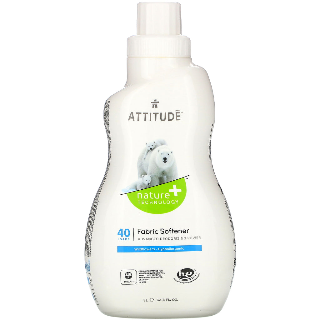 ATTITUDE, Fabric Softener, Wildflowers, 40 Loads, 33.8 fl oz (1 l)