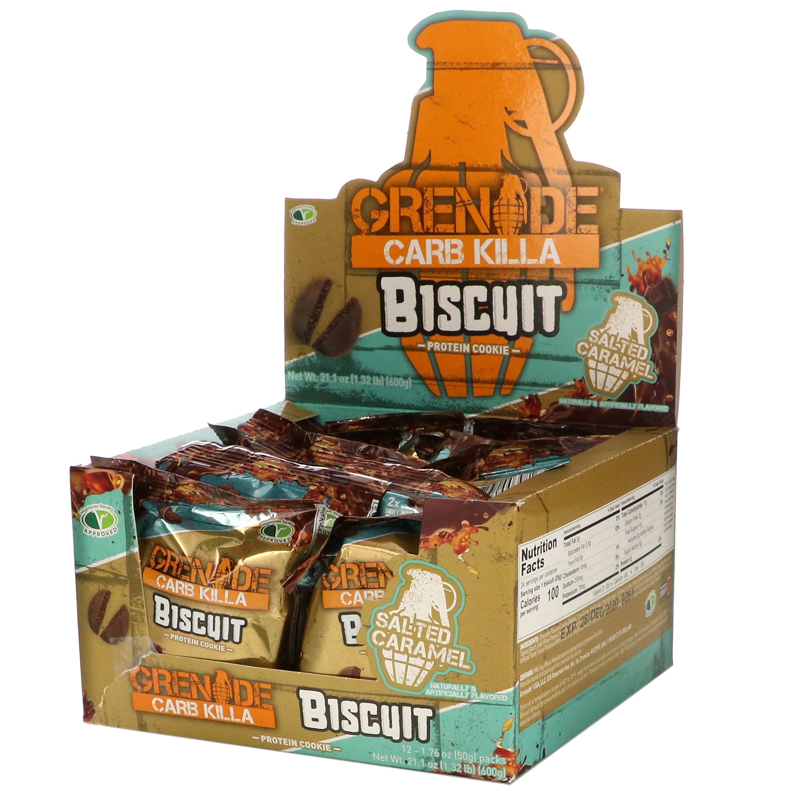 Grenade, Carb Killa, Biscuit, Salted Caramel, 12 Bars, 1.76 oz (50 g) Each