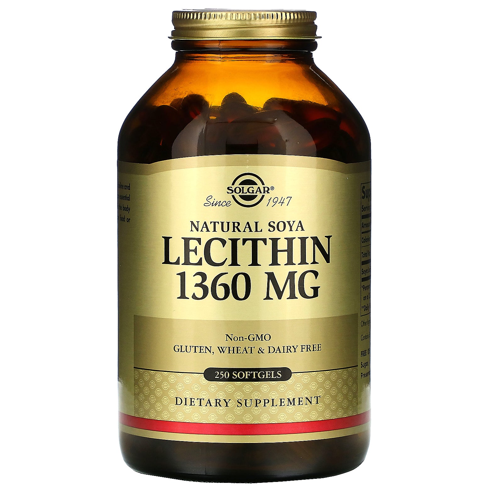 Solgar, Natural Soya Lecithin, 1,360 mg, 250 Softgels