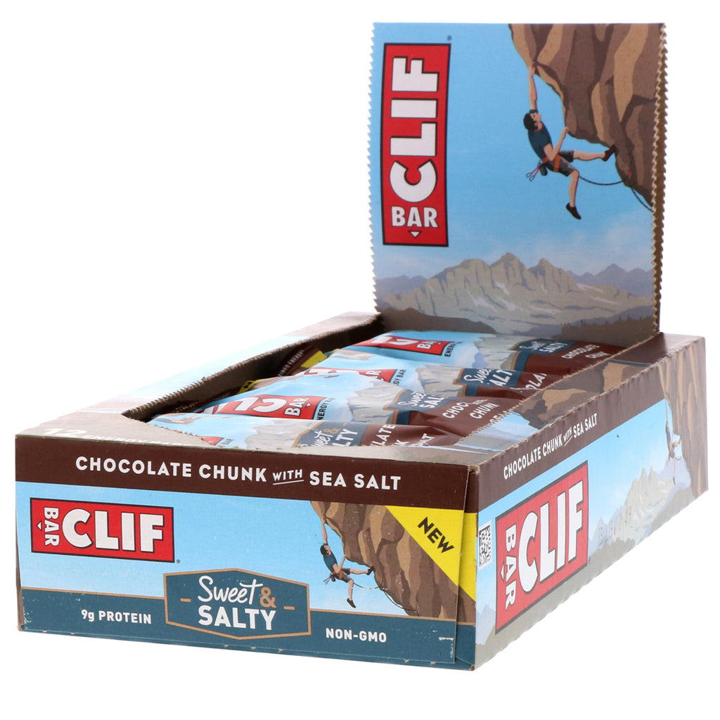 Clif Bar, Energy Bar, Chocolate Chunk with Sea Salt, 12 Bars, 2.40 oz (68 g) Each