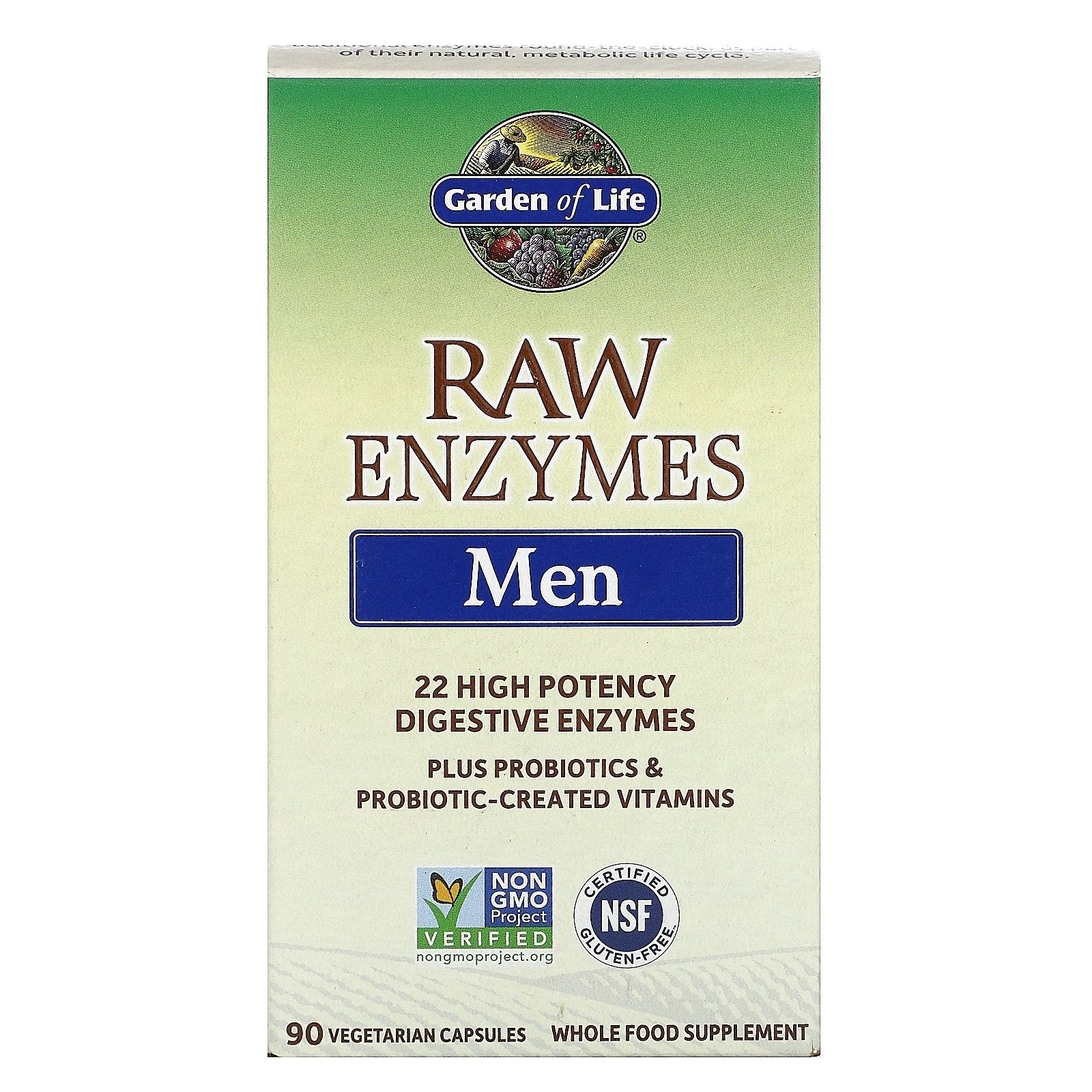 Garden of Life, RAW Enzymes, Men, 90 Vegetarian Capsules