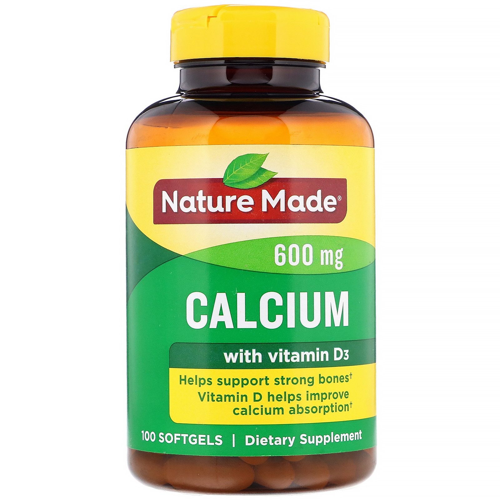 Nature Made, Calcium with Vitamin D3, 600 mg, 100 Softgels