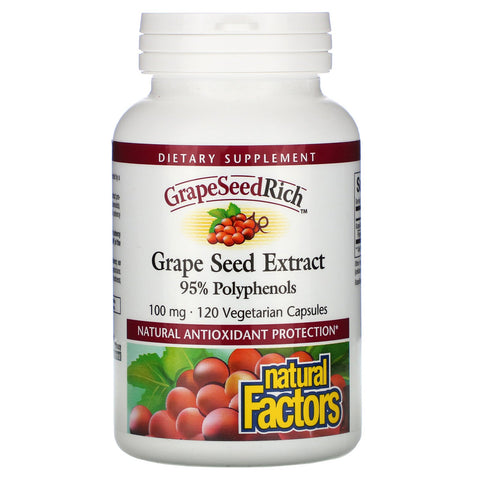 Natural Factors, GrapeSeedRich, Grape Seed Extract, 100 mg, 120 Vegetarian Capsules