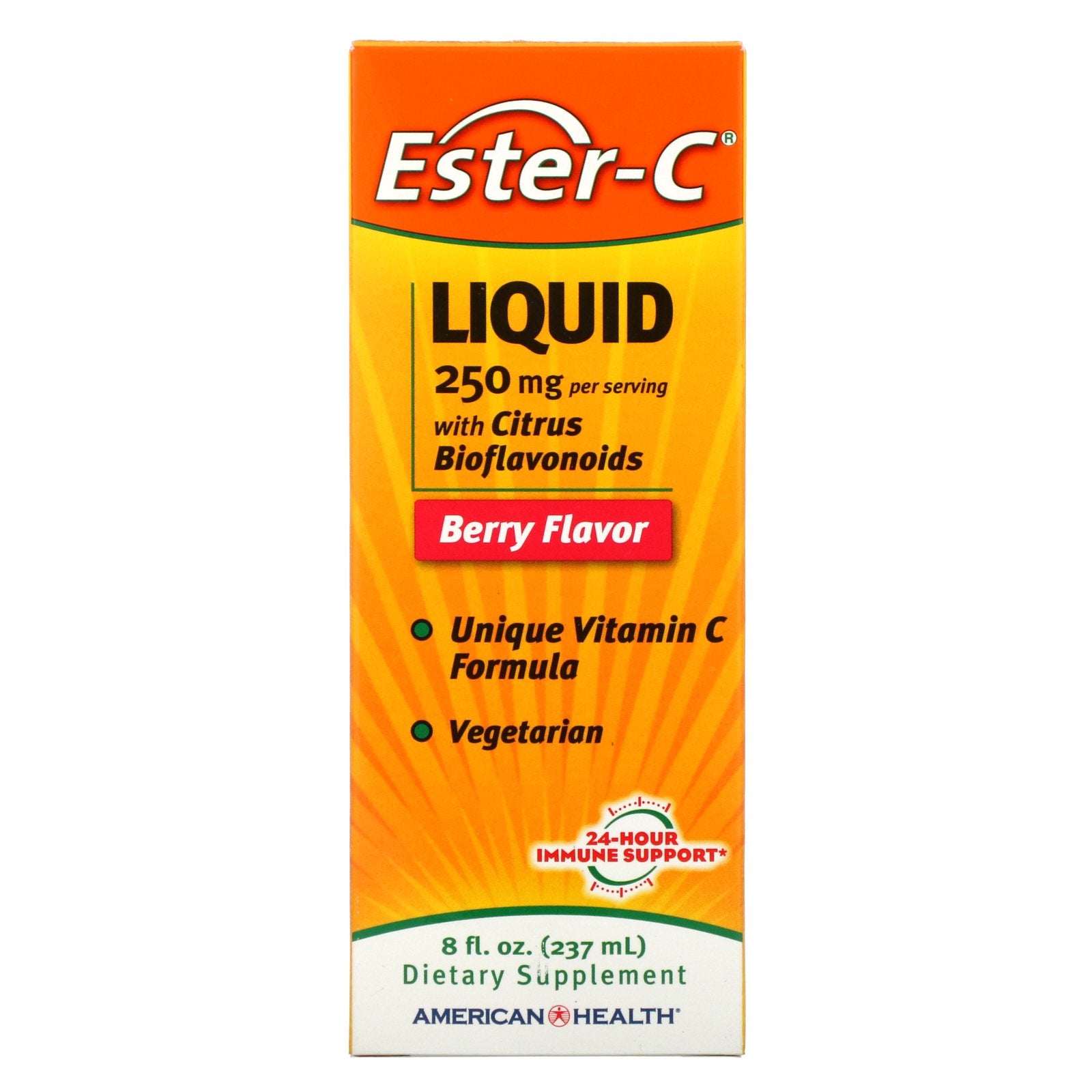 American Health, Ester-C Liquid with Citrus Bioflavonoids, Berry Flavor, 250 mg, 8 fl oz (237 ml)