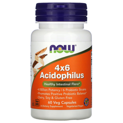 Now Foods, 4x6 Acidophilus, 60 Veg Capsules