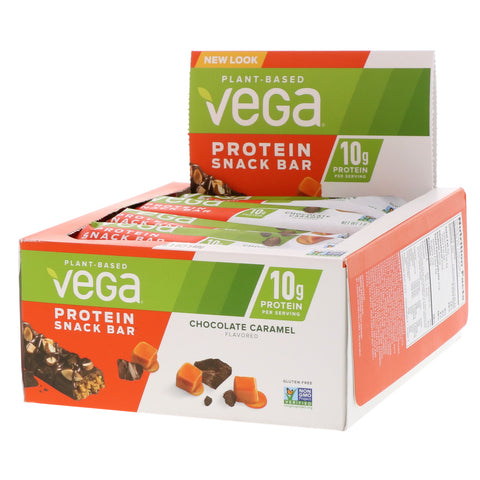 Vega, Protein Snack Bar, Chocolate Caramel, 12 Bars, 1.6 oz (45 g) Each