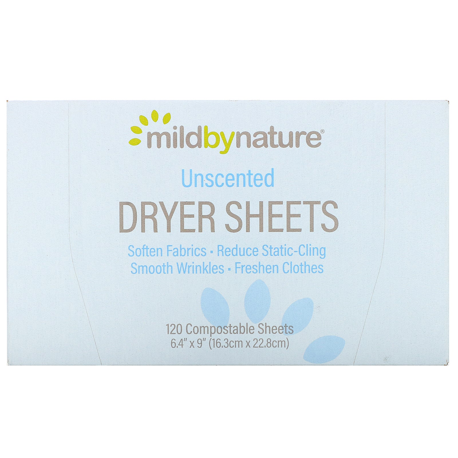 Mild By Nature, Dryer Sheets, Unscented, 120 Compostable Sheets