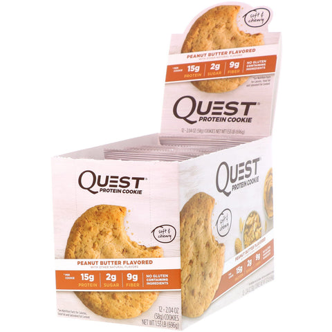 Quest Nutrition, Protein Cookie, Peanut Butter, 12 Pack, 2.04 oz (58 g) Each