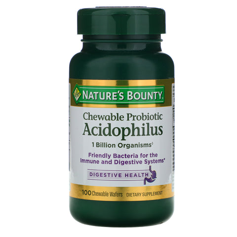 Nature's Bounty, Chewable Probiotic Acidophilus, Natural Strawberry Flavor, 100 Chewable Wafers