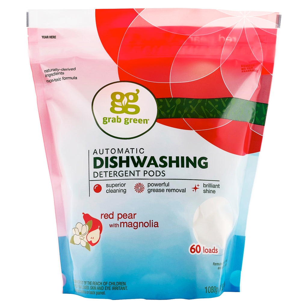 Grab Green, Automatic Dishwashing Detergent Pods, Red Pear with Magnolia, 60 Loads, 2 lbs 4 oz (1,080 g)