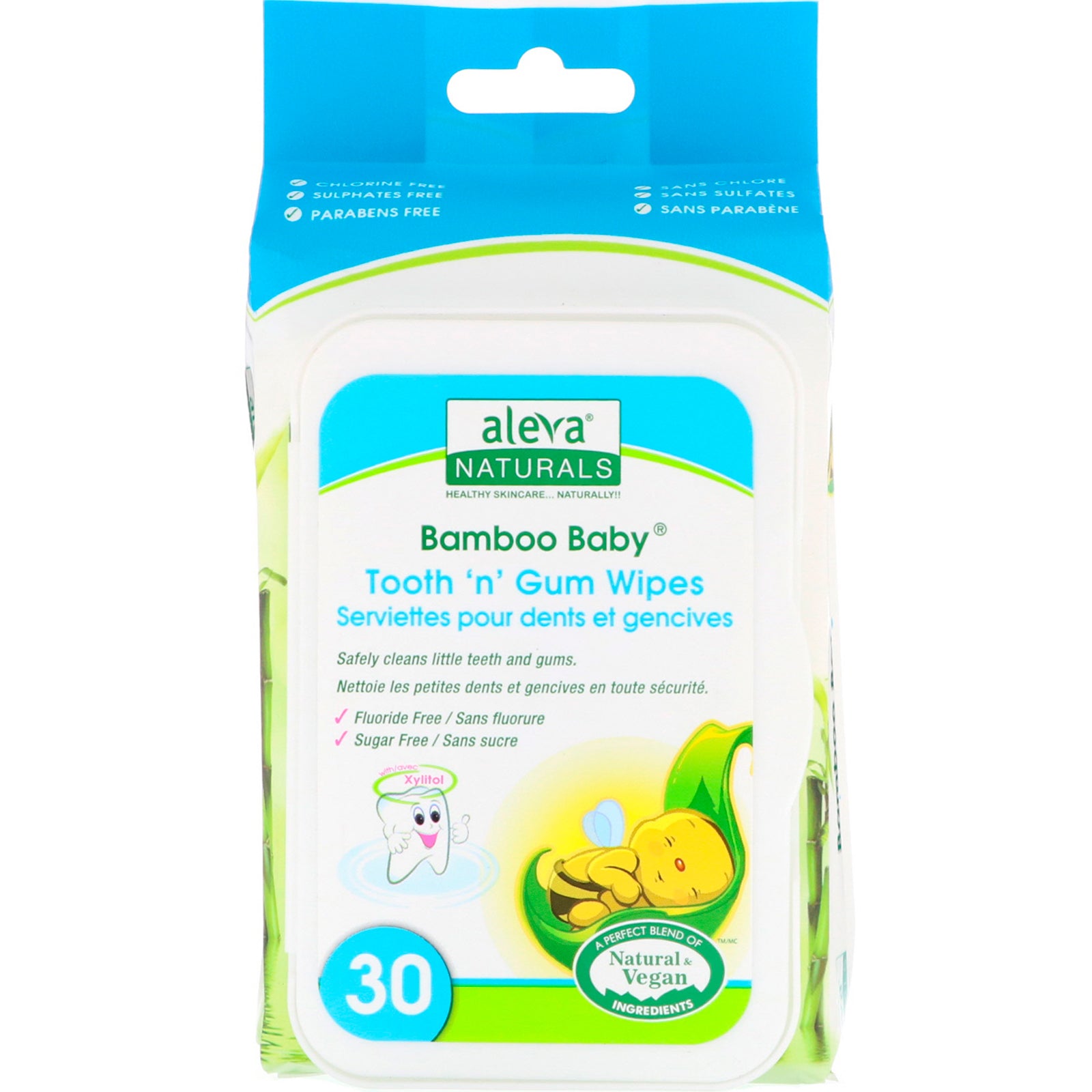 Aleva Naturals, Bamboo Baby Wipes, Tooth 'n' Gum, 30 Wipes