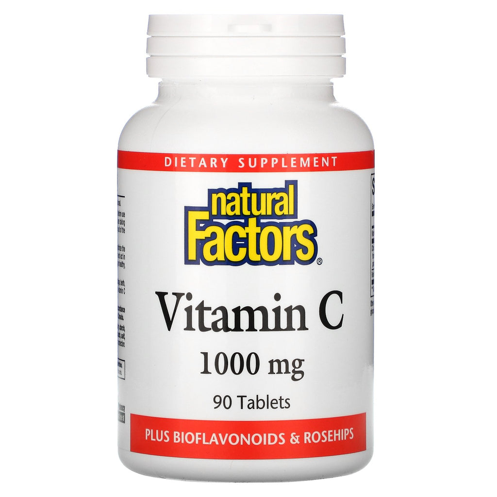 Natural Factors, Vitamin C, Plus Bioflavonoids & Rosehips, 1,000 mg, 90 Tablets