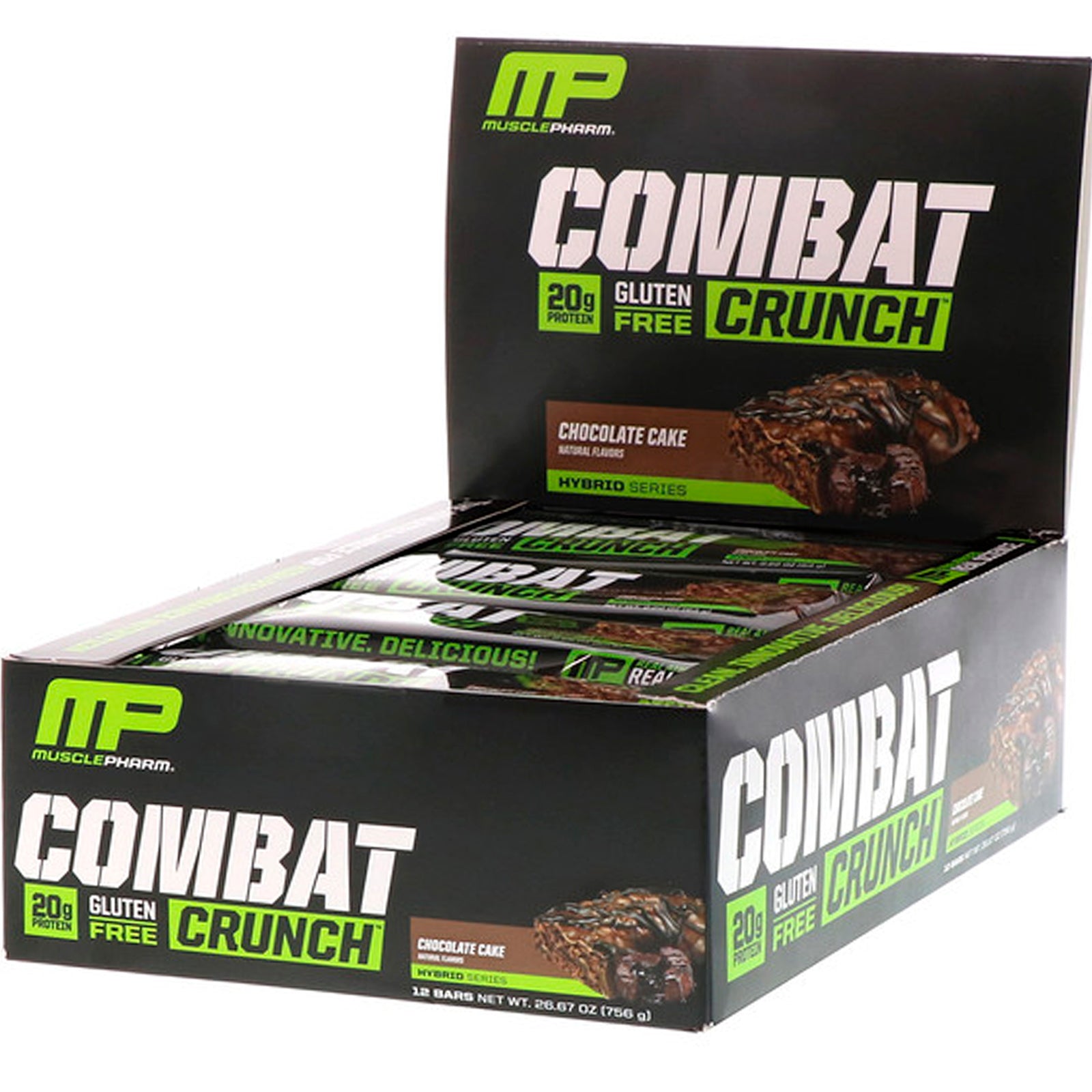 MusclePharm, Combat Crunch, Chocolate Cake, 12 Bars, 2.22 oz (63 g) Each