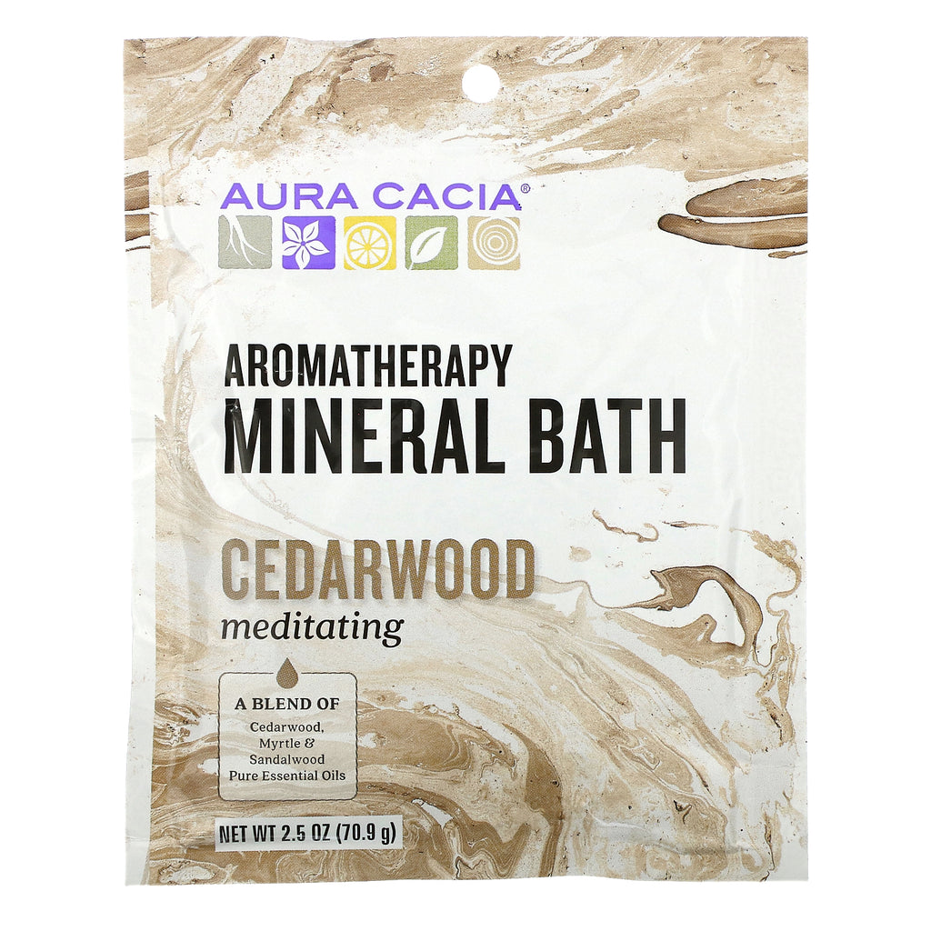 Aura Cacia, Aromatherapy Mineral Bath, Meditating Cedarwood, 2.5 oz (70.9 g)