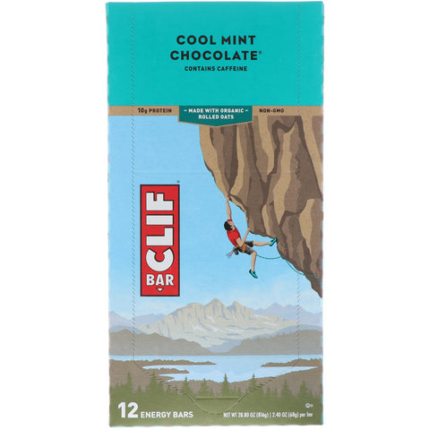 Clif Bar, Energy Bar, Cool Mint Chocolate, 12 Bars, 2.40 oz (68 g) Each