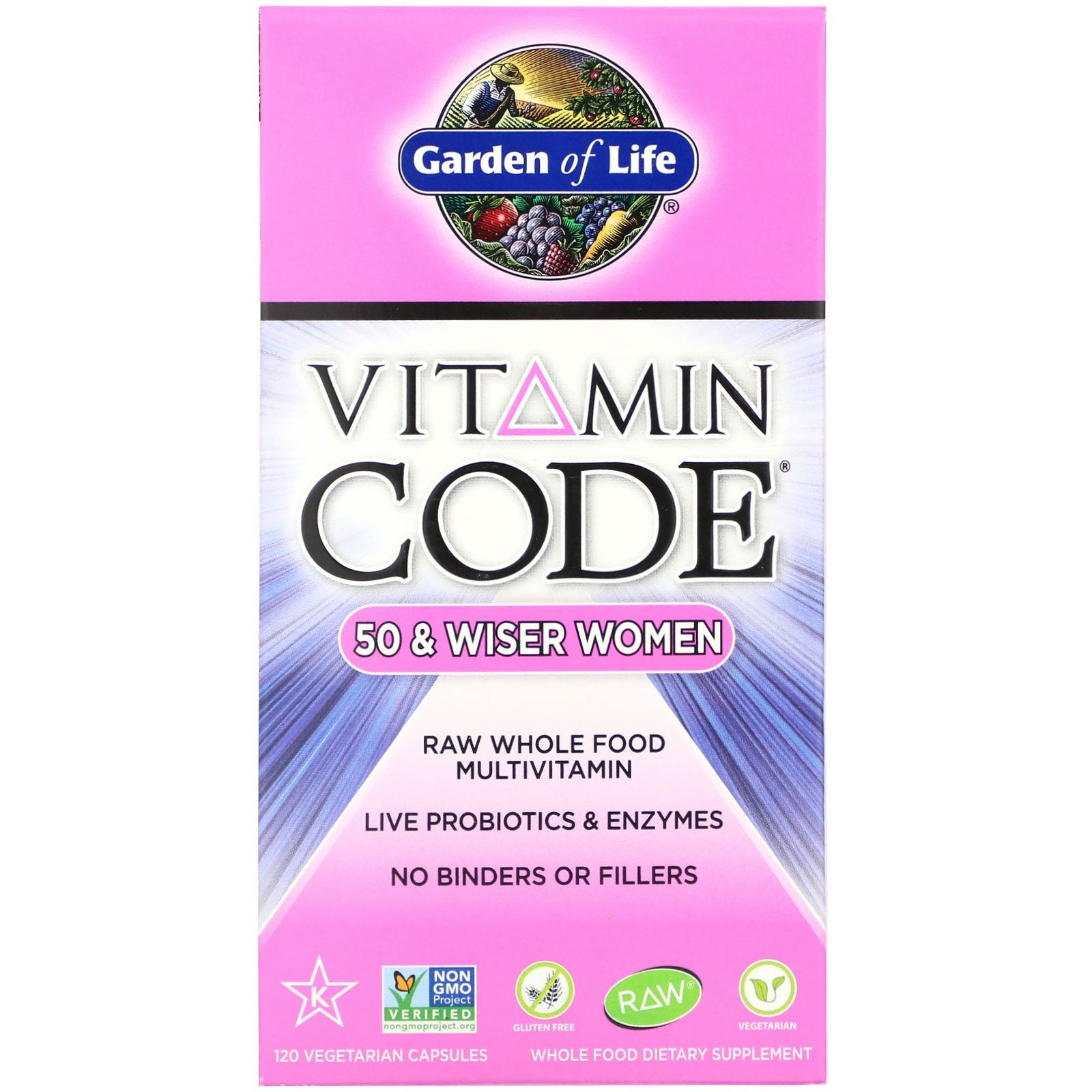 Garden of Life, Vitamin Code, 50 & Wiser Women, RAW Whole Food Multivitamin, 120 Vegetarian Capsules