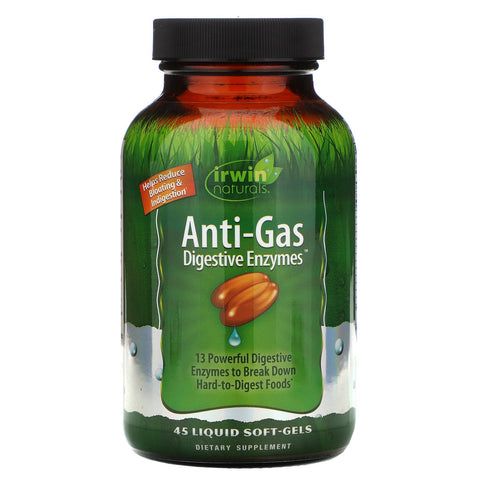 Irwin Naturals, Anti-Gas Digestive Enzymes, 45 Liquid Soft-Gels