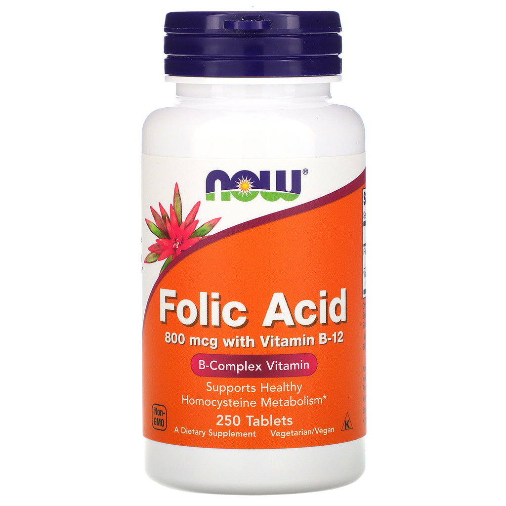 Now Foods, Folic Acid, 800 mcg, 250 Tablets