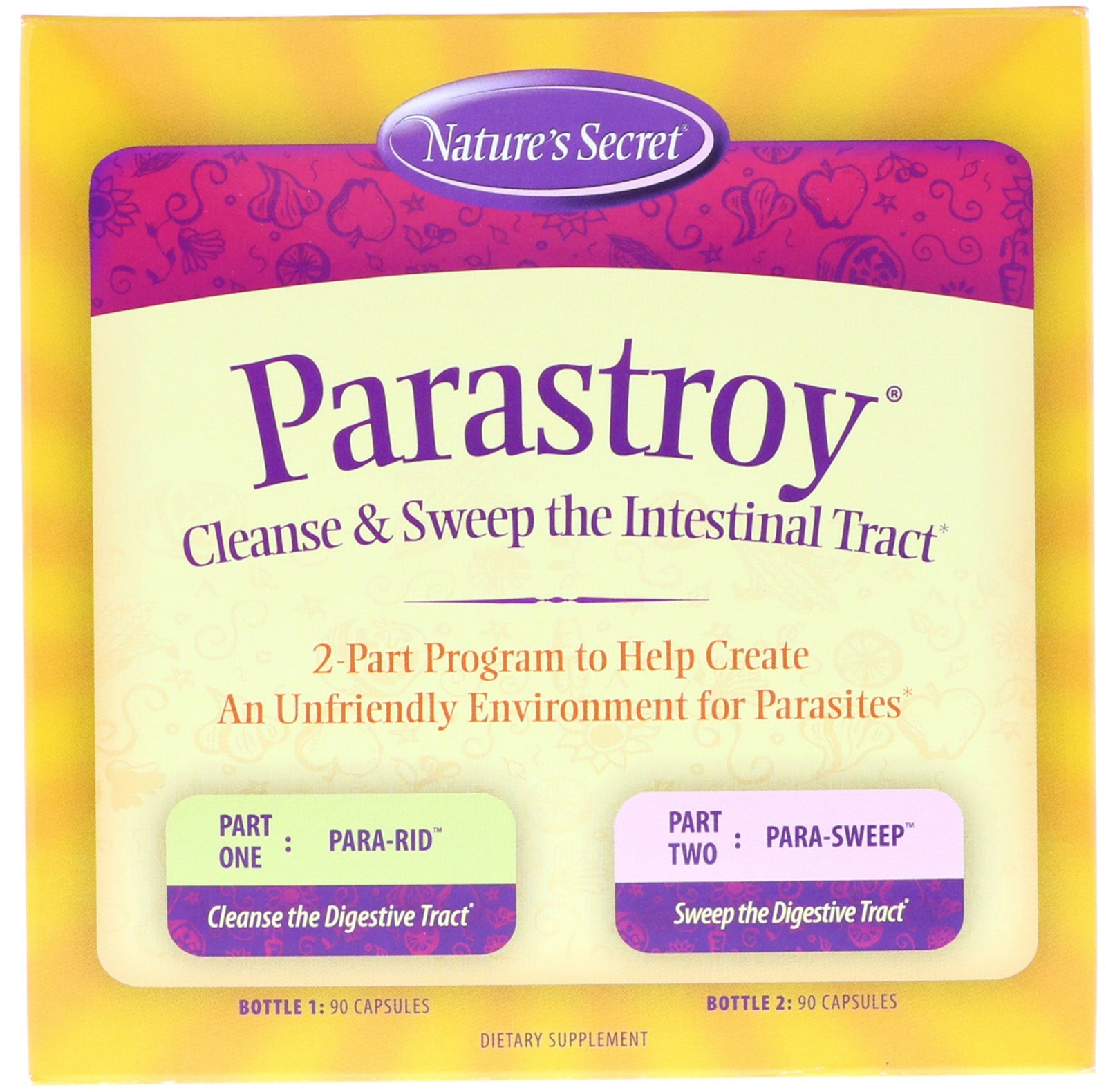 Nature's Secret, Parastroy, Cleanse & Sweep The Intestinal Tract, 2 Bottles, 90 Capsules Each