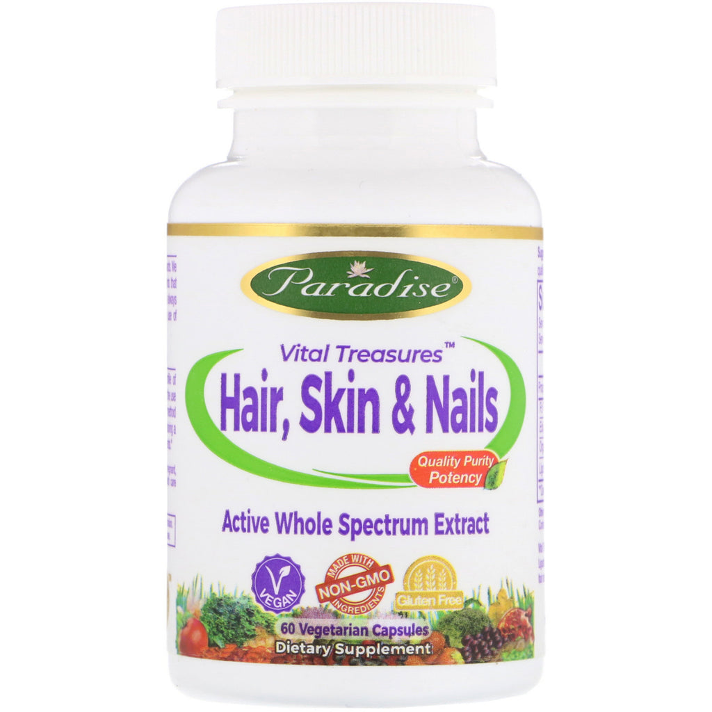 Paradise Herbs, Vital Treasures, Hair, Skin & Nails, 60 Vegetarian Capsules