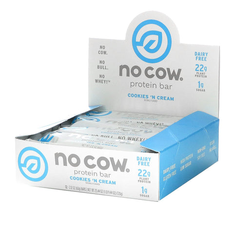 No Cow, Protein Bar, Cookies n Cream, 2.12 oz (60 g)