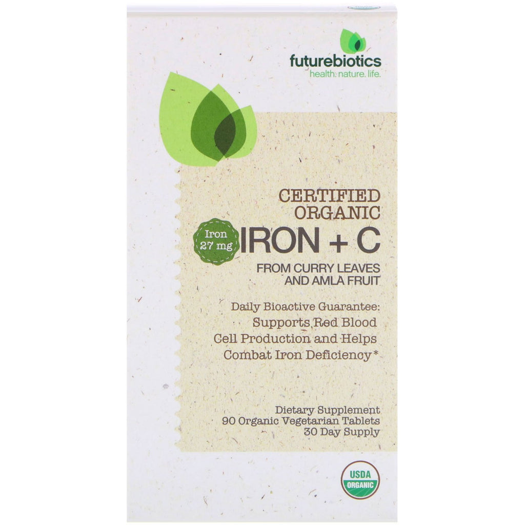 FutureBiotics, Certified Organic Iron + C, 90 Organic Vegetarian Tablets